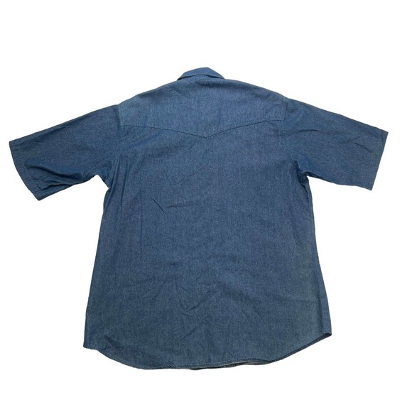 Express Rider Shirt Mens Western Blue Denim Short Sleeve Vintage - Picture 2 of 13